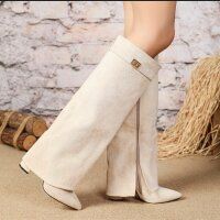Damen High-Heel Stiefel - beige