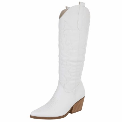 Damen Western- & Bikerboots - whitepu