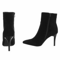 Damen High-Heel Stiefeletten - blacksuede