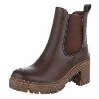 Damen High-Heel Stiefeletten - brownpu