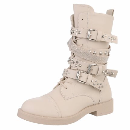 Damen Western- & Bikerboots - beigepu