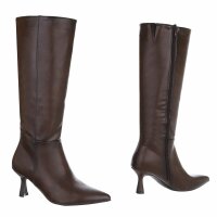 Damen High-Heel Stiefel - brownpu