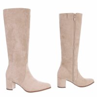 Damen High-Heel Stiefel - beigesuede