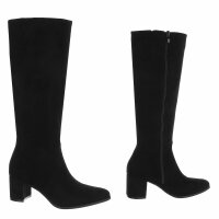 Damen High-Heel Stiefel - blacksuede