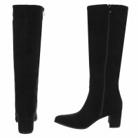 Damen High-Heel Stiefel - blacksuede