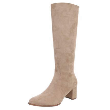 Damen High-Heel Stiefel - khakisuede