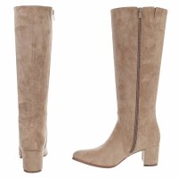 Damen High-Heel Stiefel - khakisuede