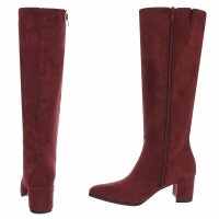 Damen High-Heel Stiefel - winesuede