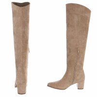 Damen Overknee-Stiefel - khakisuede