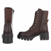 Damen Schnürstiefeletten - brownpu