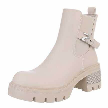 Damen High-Heel Stiefeletten - beigepu