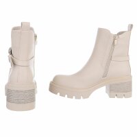 Damen High-Heel Stiefeletten - beigepu