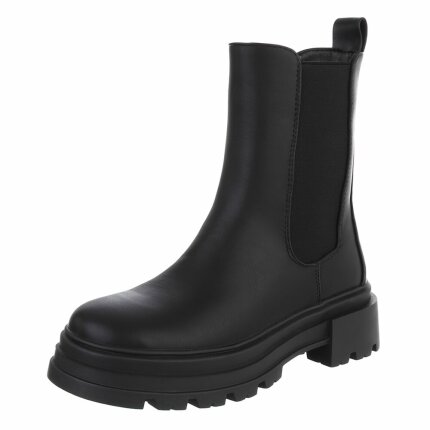 Leder Damen Chelsea Boots - black