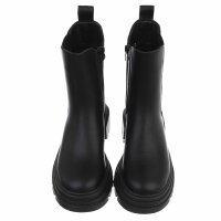 Leder Damen Chelsea Boots - black