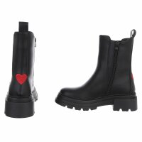 Leder Damen Chelsea Boots - black
