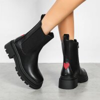 Leder Damen Chelsea Boots - black