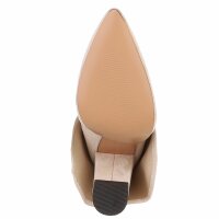 Damen High-Heel Stiefeletten - beige