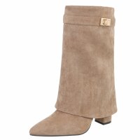 Damen High-Heel Stiefeletten - khaki