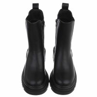 Leder Damen Chelsea Boots - black
