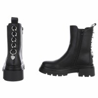 Leder Damen Chelsea Boots - black