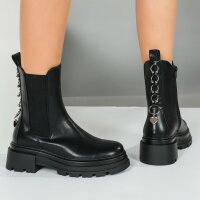 Leder Damen Chelsea Boots - black