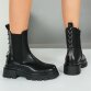 Leder Damen Chelsea Boots - black