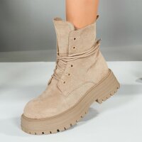 Damen Schnürstiefeletten - beige