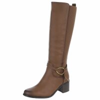 Damen High-Heel Stiefel - khaki