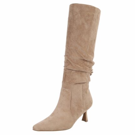 Damen High-Heel Stiefel - khakisuede