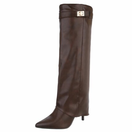 Damen High-Heel Stiefel - brownpu