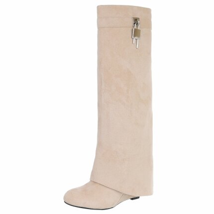 Damen High-Heel Stiefel - beige