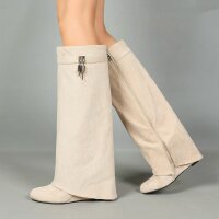 Damen High-Heel Stiefel - beige