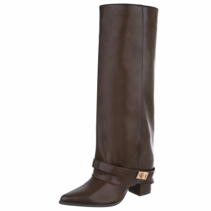 Damen High-Heel Stiefel - brownpu