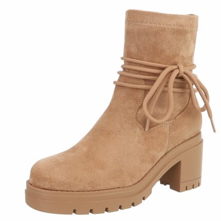 Damen High-Heel Stiefeletten - camel