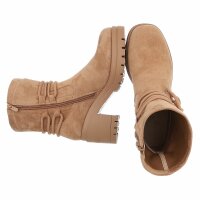 Damen High-Heel Stiefeletten - camel