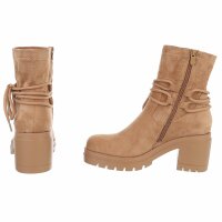 Damen High-Heel Stiefeletten - camel