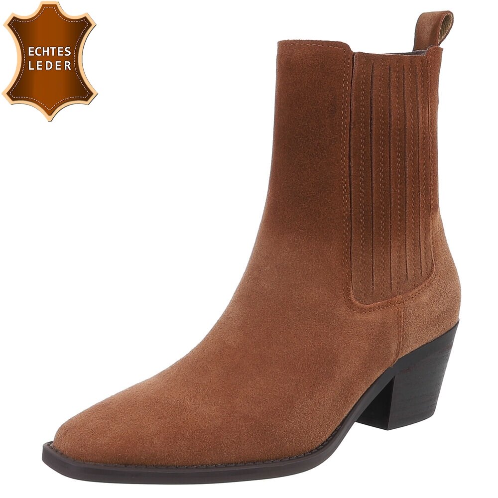 Damen Echtleder Western- & Bikerboots - camel