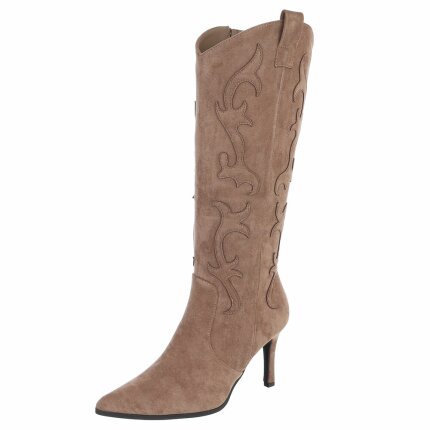 Damen High-Heel Stiefeletten - khaki