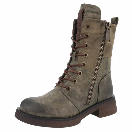 Damen Schnürstiefeletten - dkgreen