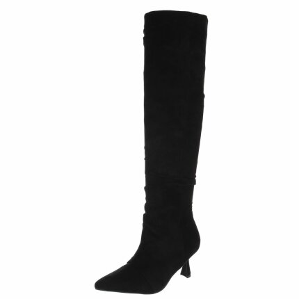 Damen Overknee-Stiefel - blacksuede