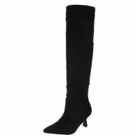 Damen Overknee-Stiefel - blacksuede