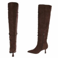 Damen Overknee-Stiefel - brownsuede