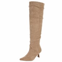 Damen Overknee-Stiefel - khakisuede