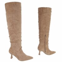 Damen Overknee-Stiefel - khakisuede