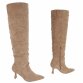 Damen Overknee-Stiefel - khakisuede