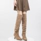 Damen Overknee-Stiefel - khakisuede