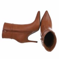 Damen High-Heel Stiefeletten - camel