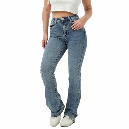 Damen Bootcut Jeans von Laulia - blue