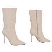 Damen High-Heel Stiefeletten - beige