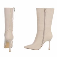 Damen High-Heel Stiefeletten - beige